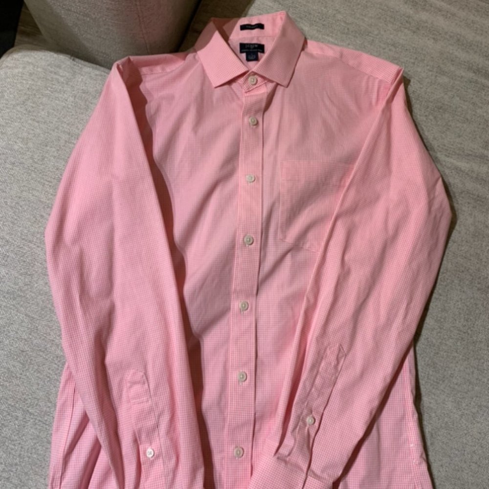 J Crew Factory pink/white checked men's button-down